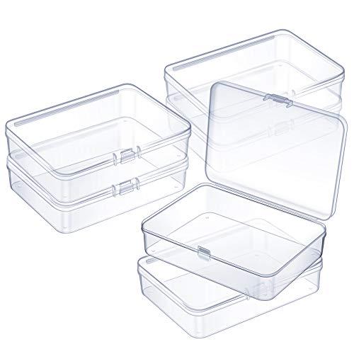 6 Pieces Mini Plastic Clear Beads Storage Containers Box for Collecting Small Items, Beads, Jewelry, Business Cards, Game Pieces, Crafts (4.45 x 3.3 x 1.18 Inch)