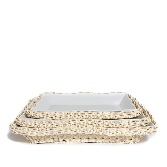 Amanda Lindroth Scalloped Faux Rattan Serveware, Large Rectangle