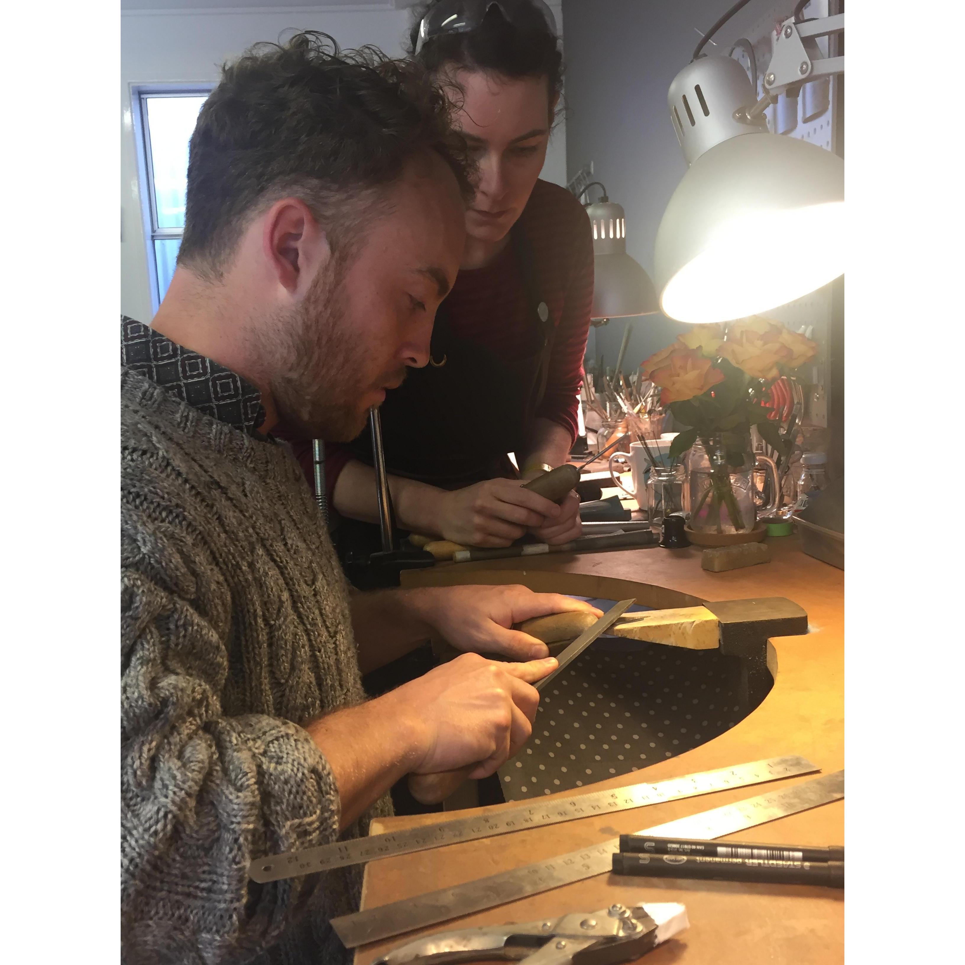 Sanding and shaping the ring into the correct shape