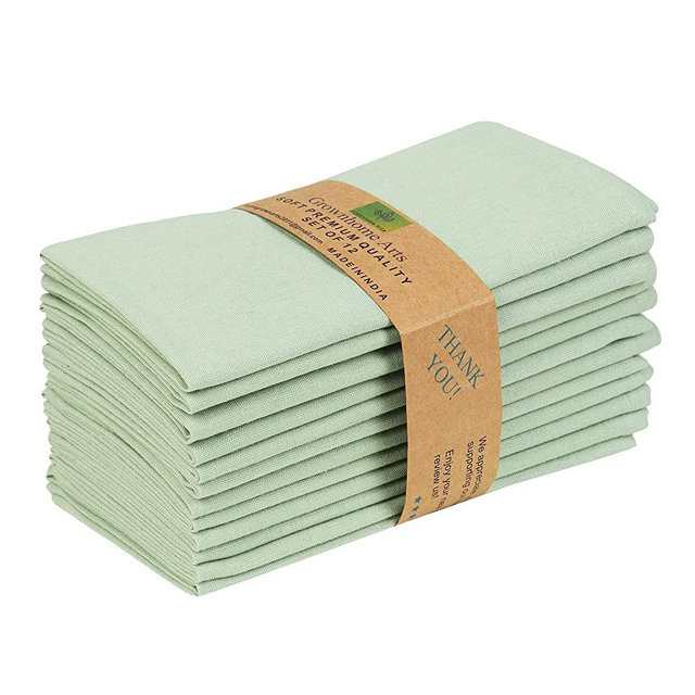Grownhome Arts Dinner Cloth Set of 12 Napkins for Everyday Use Over Sized Easter Special Mitered Corners Napkins are Pre Shrunk Good Absorbency Ultra Soft Durable Hotel Quality.18 Inchx18 Inch(Sage)