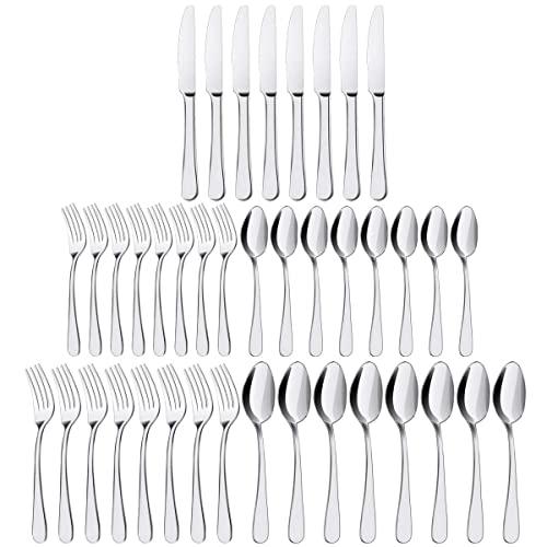 Silverware Set, ENLOY 40 Pieces Stainless Steel Flatware Set, Kitchen Utensil Set Cutlery Tableware for Home and Restaurant, Service for 8, Dinner Knives/Spoons/Forks, Dishwasher Safe
