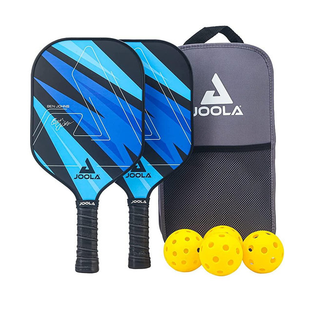 JOOLA Ben Johns Pickleball Set with 2 Fiberglass Paddles - Includes 2 Indoor & 2 Outdoor Pickleball Balls & Pickleball Bag - Lightweight Pickleball Racket Set for All Levels - Honeycomb Polymer Core