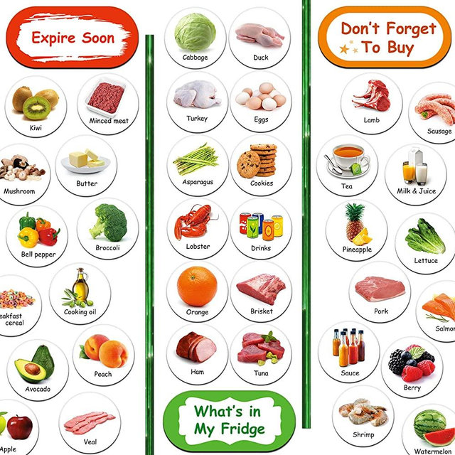 Meal Planner Refrigerator Magnets, Keep Track of Fridge Inventory, Minimizing Food Waste, 93 Pieces Food Magnets, Funny Shopping List, Keto Magnets for Fridge, Learning Educational Gift(New Version)
