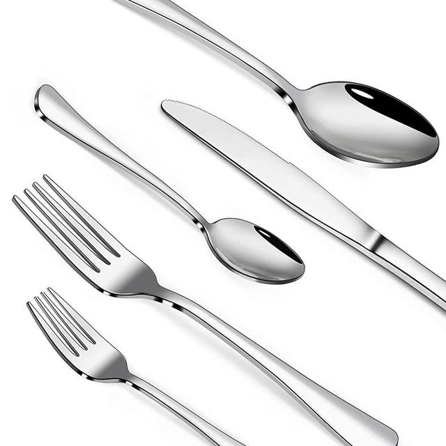 30-Piece Silverware Set , Modern Flatware Utensil Cutlery Set for 6, Food Grade Stainless Steel Tableware Includes Knife Spoons and Forks Set, Mirror Polished, Dishwasher Safe