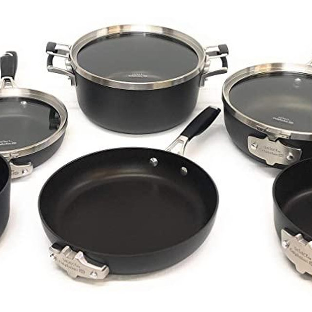 Select by Calphalon Space Saving Hard Anodized Nonstick Cookware Set, 9 Piece