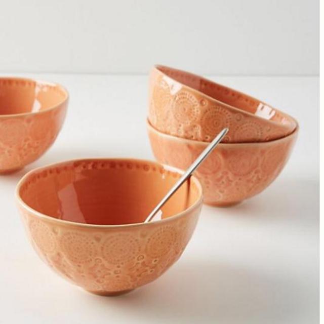 Old Havana Cereal Bowls, Set of 4 (coral) (Anthropologie)