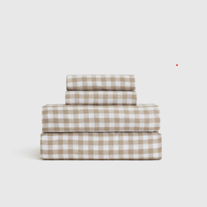 (Brown) Linen Gingham Sheet Set