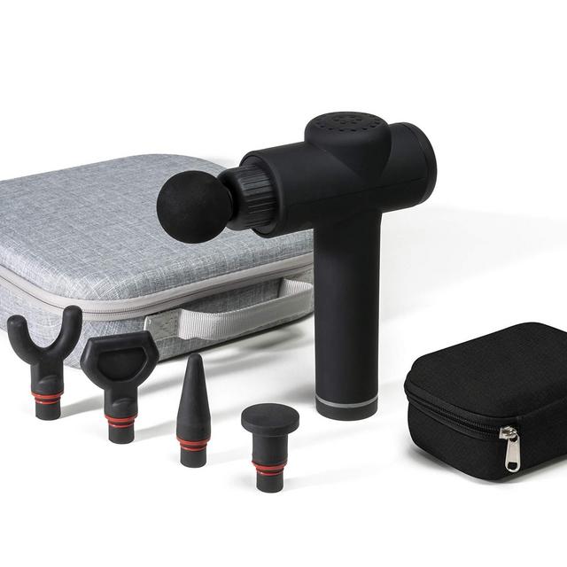 SHARPER IMAGE Powerboost Deep Tissue Percussion Massager, Massage Gun w/ 5 Attachments, Whisper Quiet Operation, Variable Strength Full Body Recovery – Neck, Back, Arms, Thighs, Calves - Rechargeable