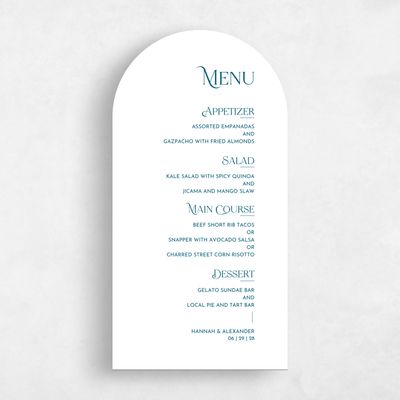 White Arch Wedding Menu - Ginami