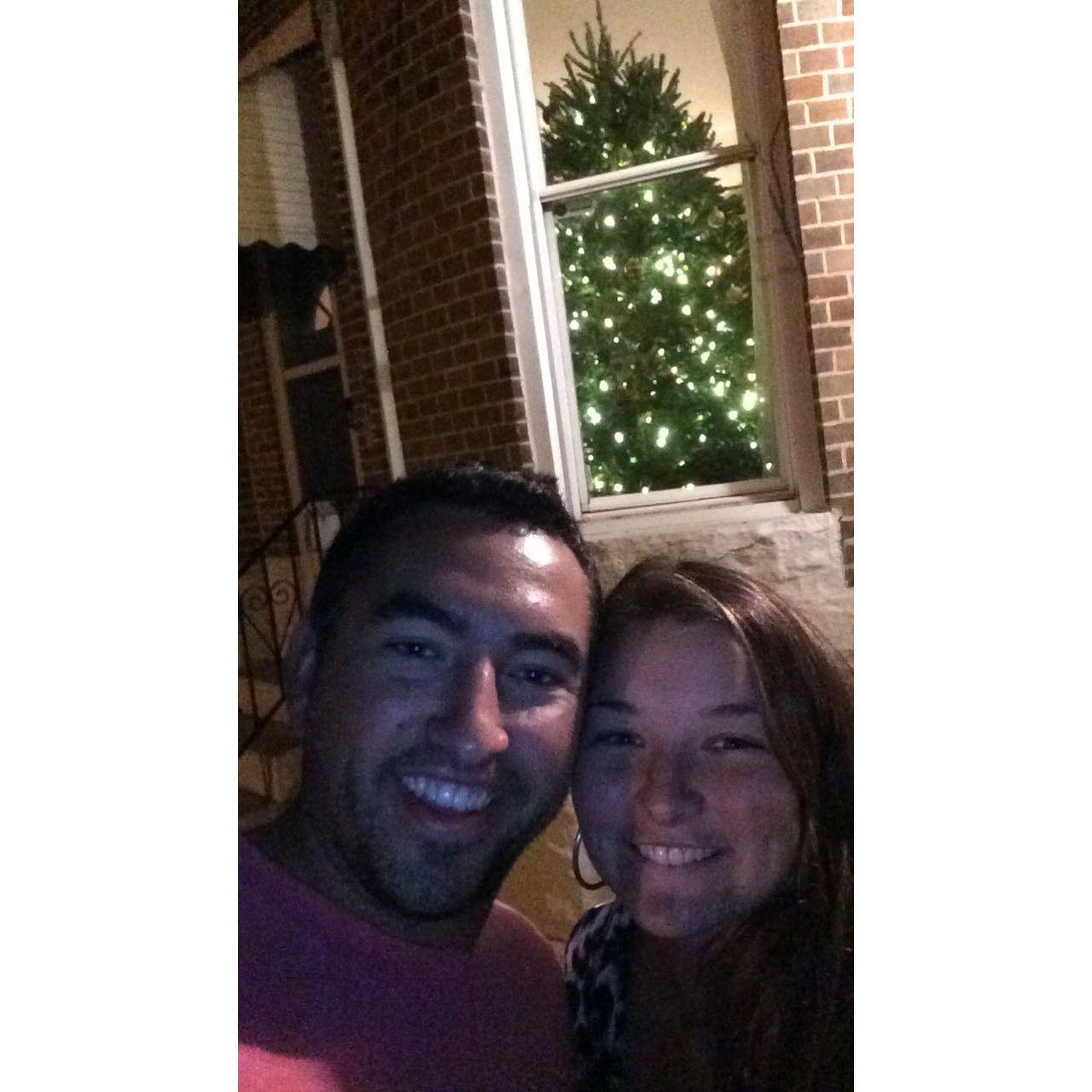 Decorating our first Christmas tree in Baltimore, MD. November 2016