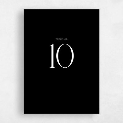 Black Wedding Table Number - Amberley