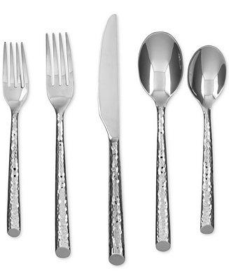 Elsa Mirror Hammered 20-Pc. Flatware Set