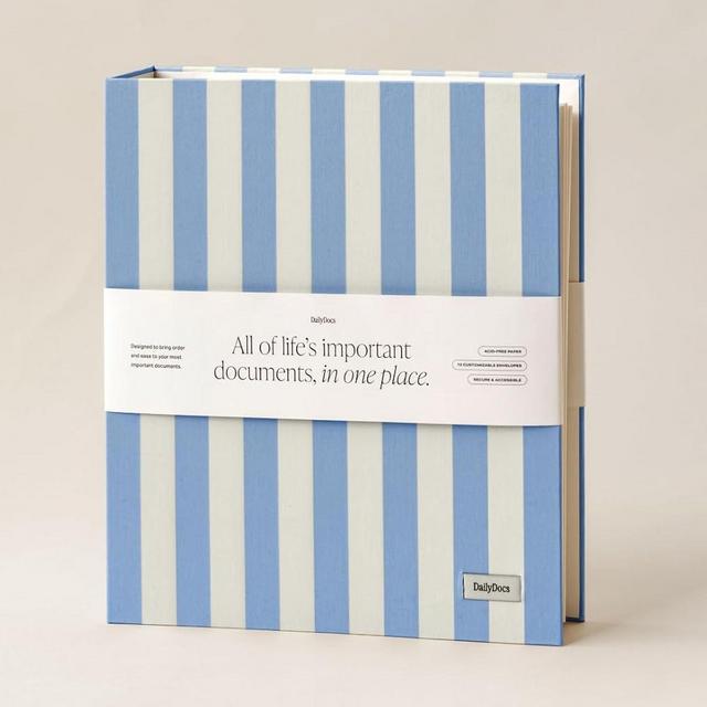 DailyDocs Document Organizer Binder – Premium Linen Folder System with Full & Half-Page Envelopes for Important Papers, Passports, Birth Certificates & More