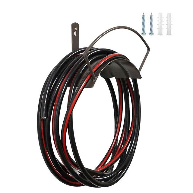 WELLRISE Wall Mount Garden Hose Holder - Heavy Duty Hose Holder for Outside - Brown Metal Water Hose Holder - Garden Hose Hanger Holding 125 ft 3/4’’ Hose