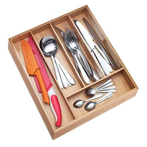 Pristine Bamboo 10 inch, Non-Slip, Extra Deep Silverware Drawer Organizer, Silverware Holder For Drawer, Wooden Cutlery Tray, Wood Utensil Flatware Organizer, Kitchen Drawer Organizers Dividers