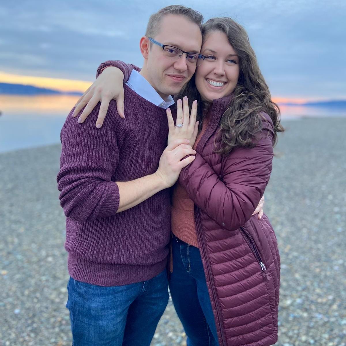 Engaged on a private beach in Gig Harbor WA.