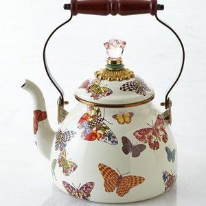 MacKenzie-ChildsButterfly Garden White 2-Quart Tea Kettle