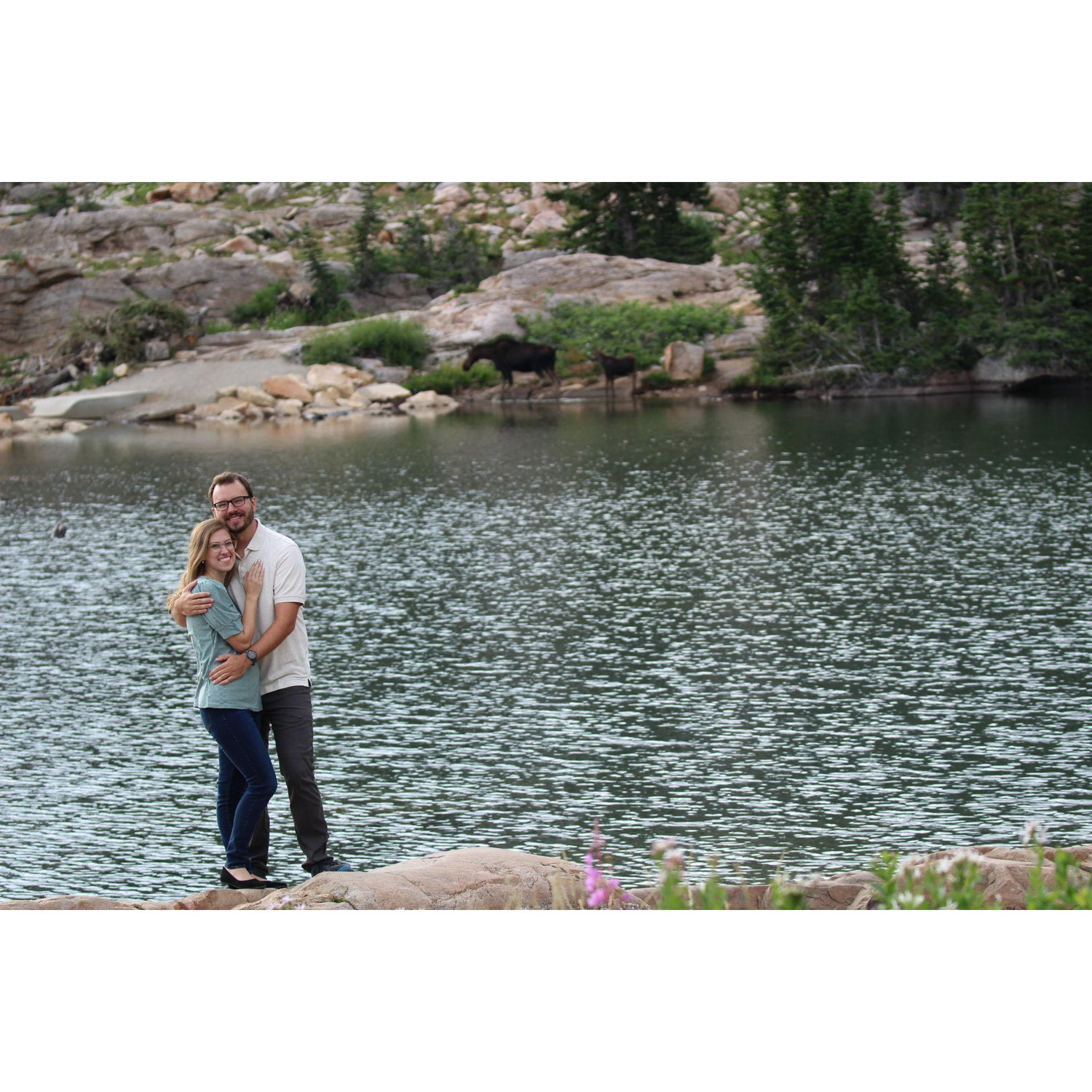 This is our favorite picture due to the mama and baby moose that decided to hang out across the lake. It was so fun to watch them during our photoshoot!