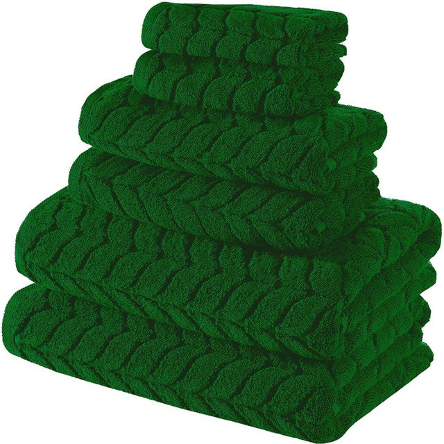 BAGNO MILANO Certified Organic Turkish Cotton Bath Towels, Luxury Jacquard Absorbent, Ultra Soft-Plush Organic Towel Set (Royal Green, Towel Set of 6)