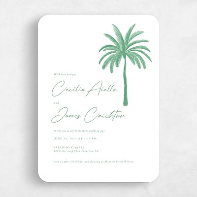 White Rounded Wedding Invitation - Seaview Portrait