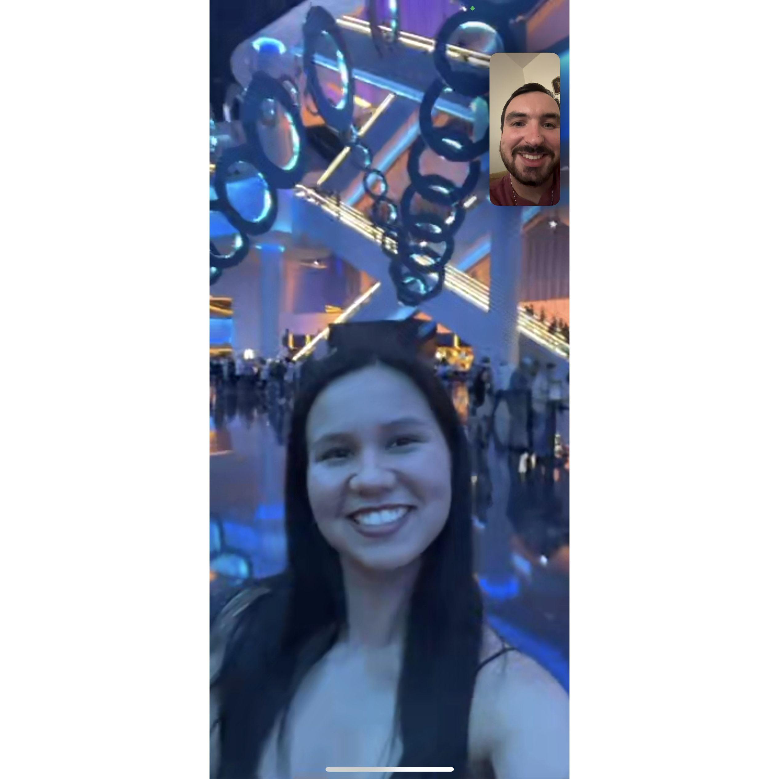 Kristy is in Las Vegas as she facetimes Alex.
