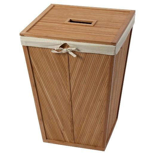 Ecostyle Home Square Hamper With Lid Light Brown Bamboo - Creative Bath