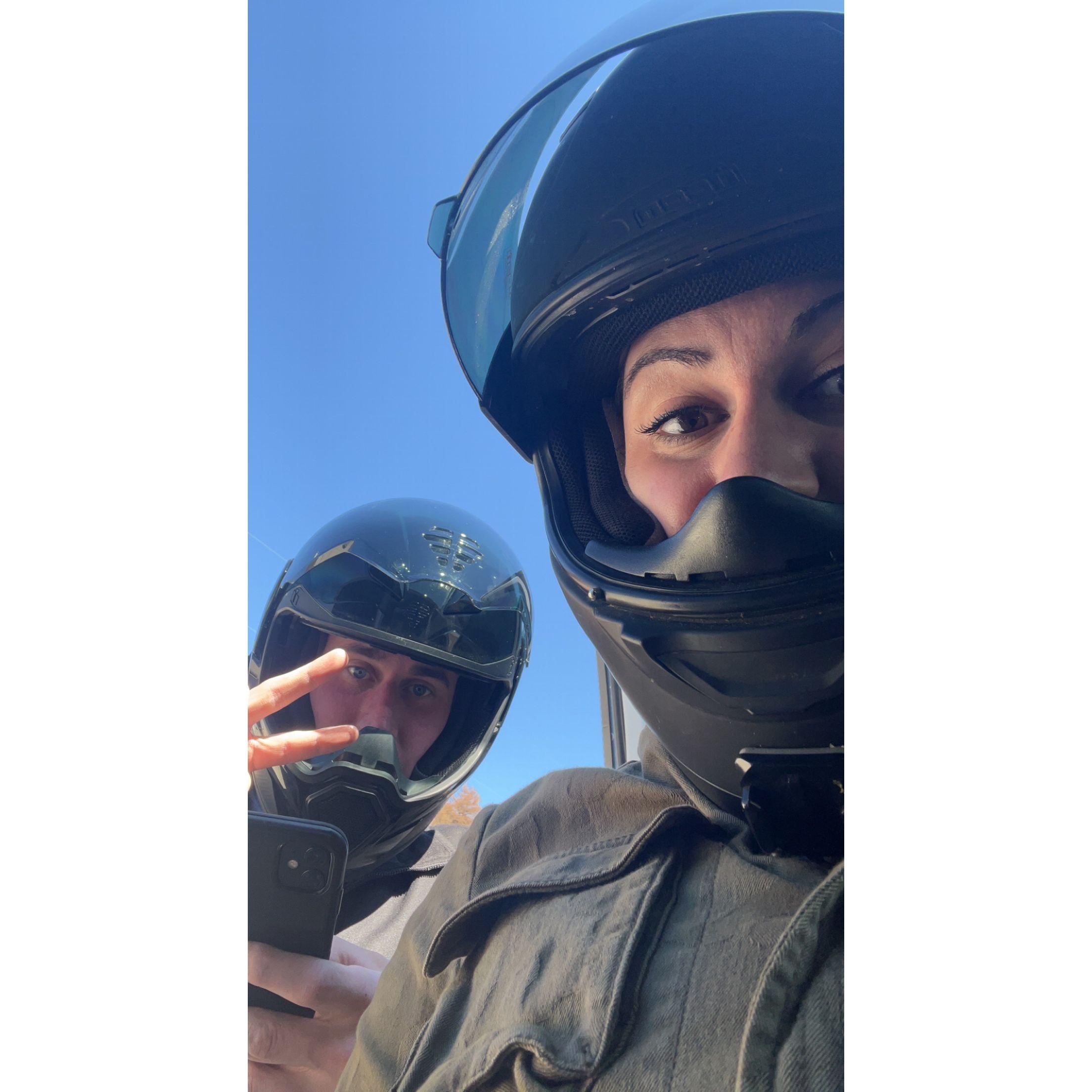 Courtney's first ride on Kyle's motorcycle!