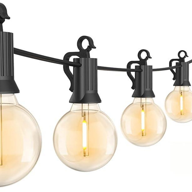 Brightown 30FT LED Outdoor String Lights, Plug-in Waterproof Patio Lights with 25 Shatterproof Bulbs, Warm White Outdoor Hanging Light Decor for Backyard Deck Garden Bistro Porch Party