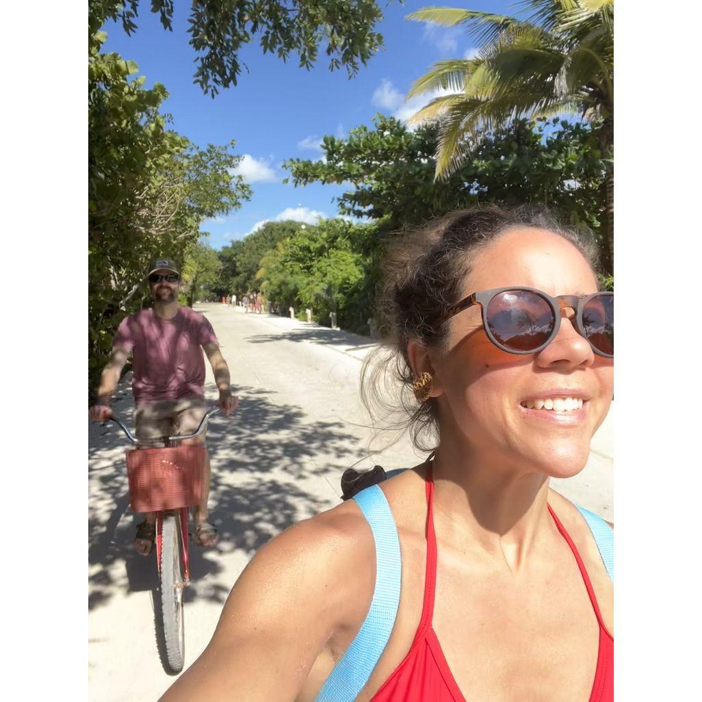 Riding bikes to the beach in Tulum, Mexico