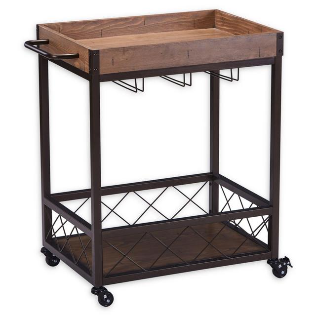 Modern Farmhouse Bar Cart in Oak