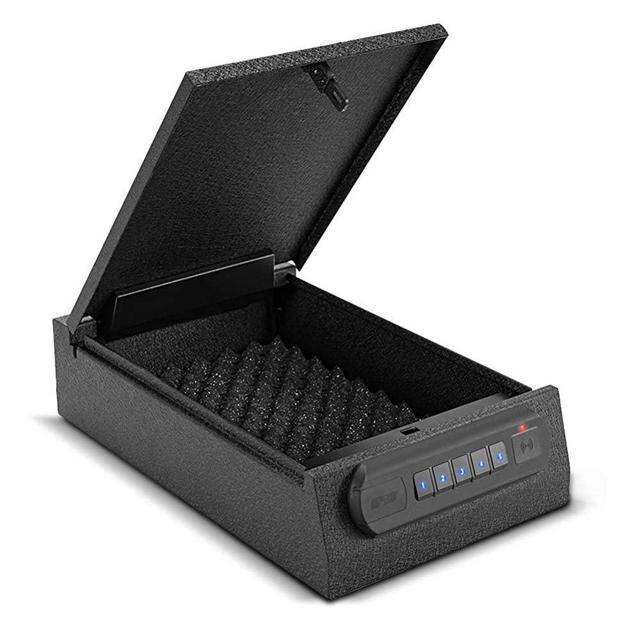 RPNB Gun Safe, Smart Pistol Safe w/5-Digit PIN Keypad Handgun Security Safe with LED & RFID Quick Access, Measures 14.5" x 9.1" x 3.5", Anchoring on Floor, Wall or Closet