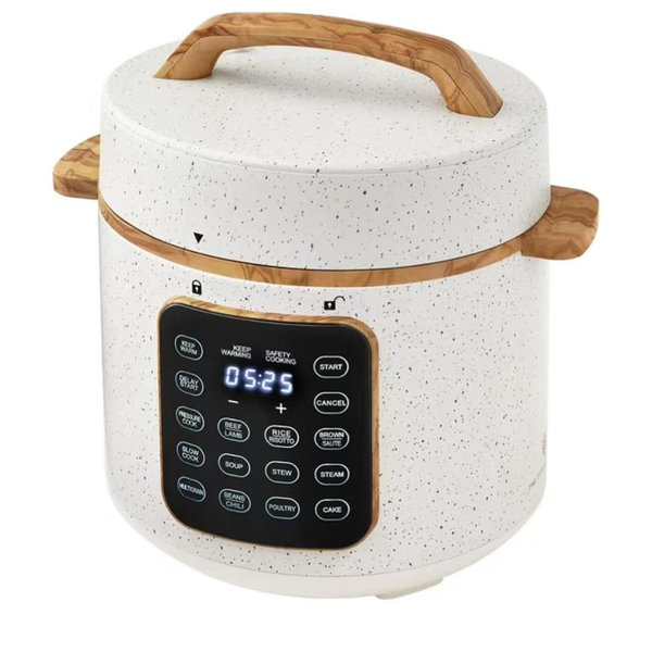 P.W Linen Speckle 6-Quart Pressure Cooker with Touch Control Display – Programmable Multi-Function Cooker