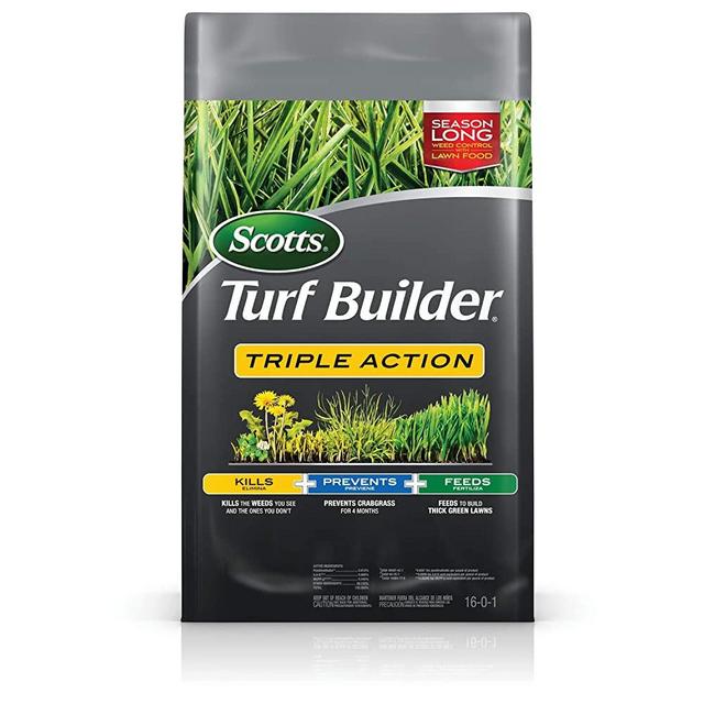 Scotts Turf Builder Triple Action - Weed Killer & Preventer, Lawn Fertilizer, Prevents Crabgrass, Kills Dandelion, Clover, Chickweed & More, Covers up to 4,000 sq. ft., 20 lb.