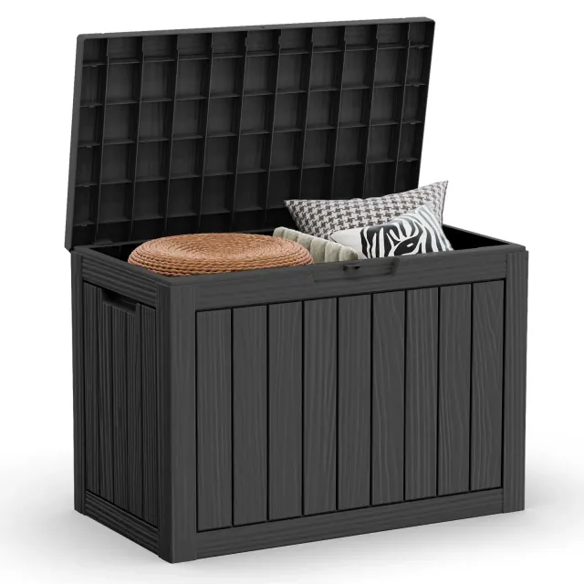 Chic Crate - 45 Gallon Water Resistant Resin Lockable Deck Box Black 21.8'' H X 30.7'' W X 17.1'' D