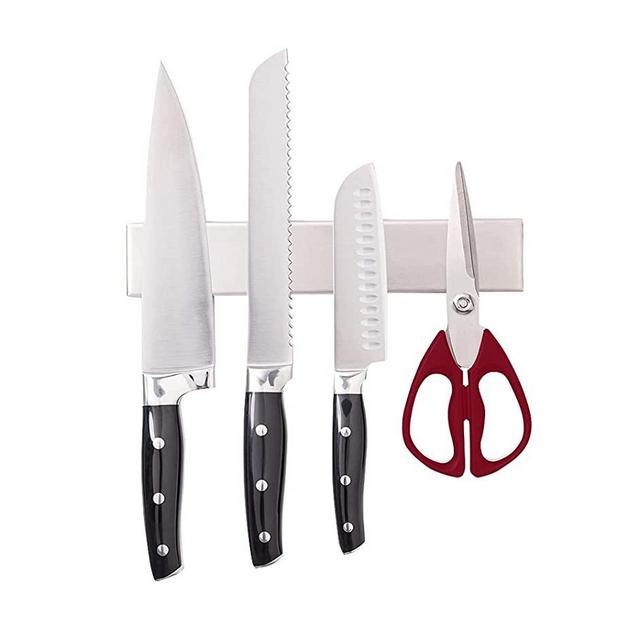 Gorilla Grip Premium Magnetic Knife Strip, 10 Inch Bar, Rust Resistant Stainless Steel, Organize, Store Knives on Magnet Bar Securely, Easy Install Wall Mounted Holder, Kitchen and Workspace Versatile