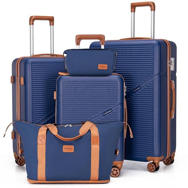 Cosbarn Luggage Sets 5 Piece Suitcases with Wheels, Suitcase Set ABS Hard Case Luggage with TSA Lock Spinner Wheels Durable Travel Luggage