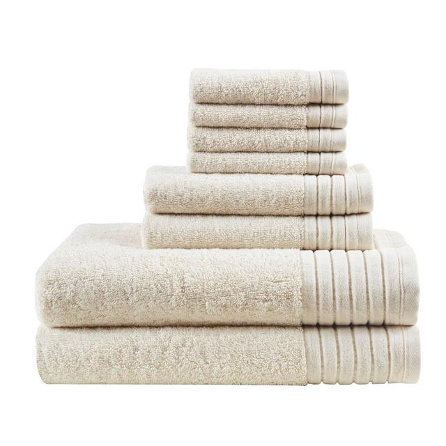 8pc Velvetine Cotton Bath Towel Set Ivory