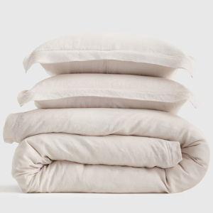 European Linen Duvet Cover Set (Color: Sand, Size: King)