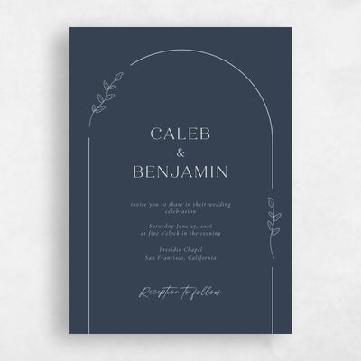 Grayed Navy, Blue Wedding Invitation - Oakbrook Portrait