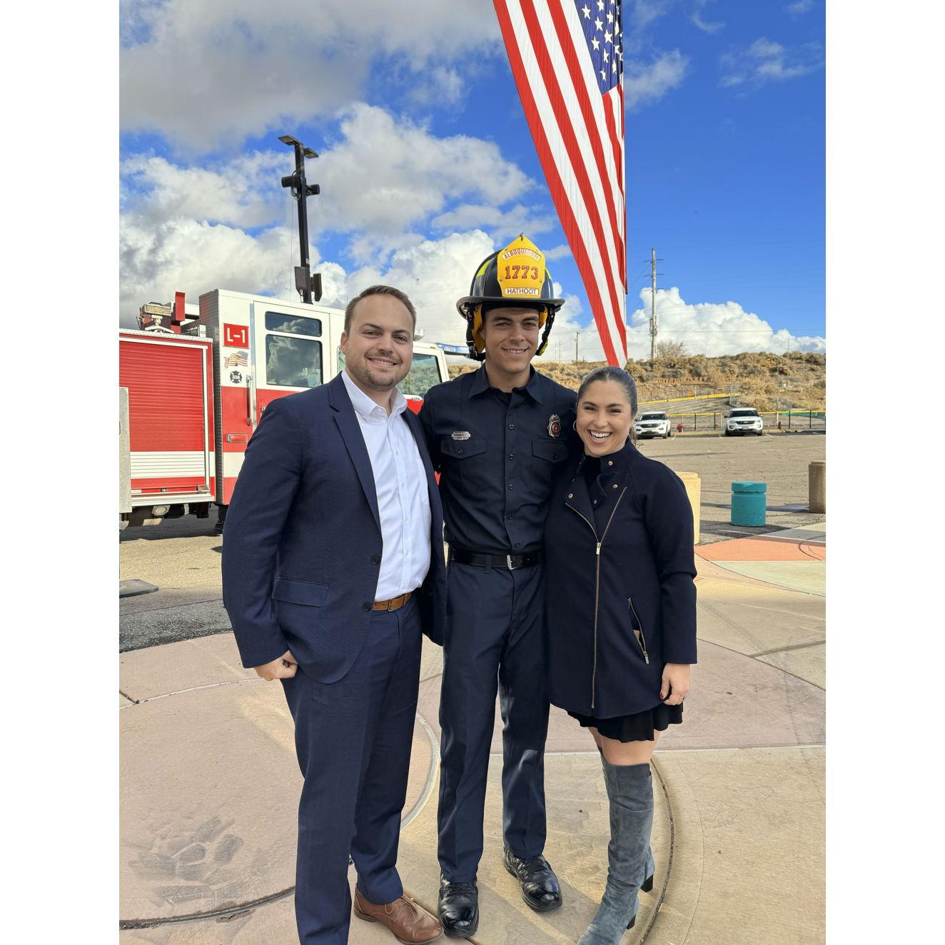 Justin became a firefighter!! Proud brother and sister-in-law - December 2023