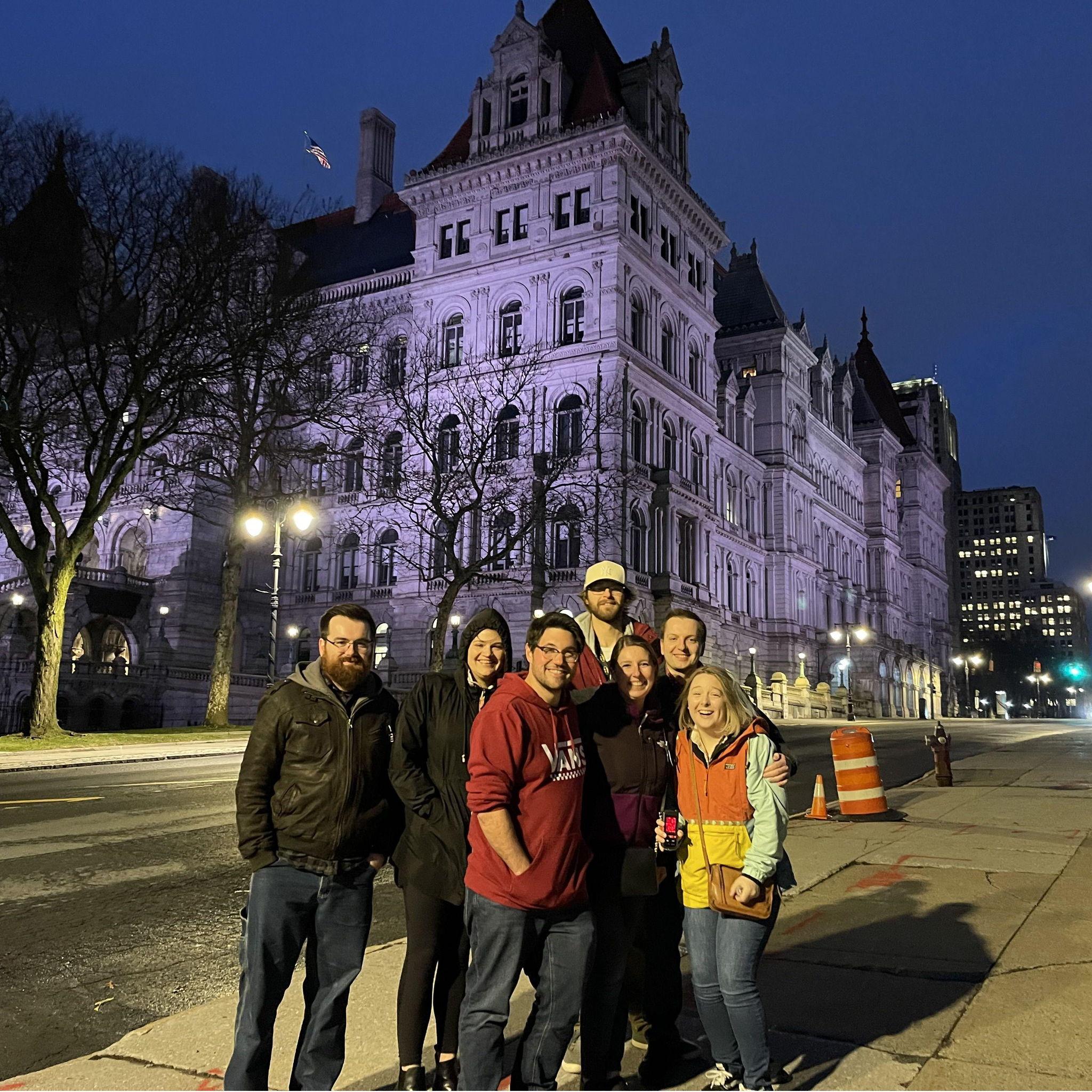 Celebrating Erika's 32nd birthday at an Albany ghost tour with the gang - April, 2025