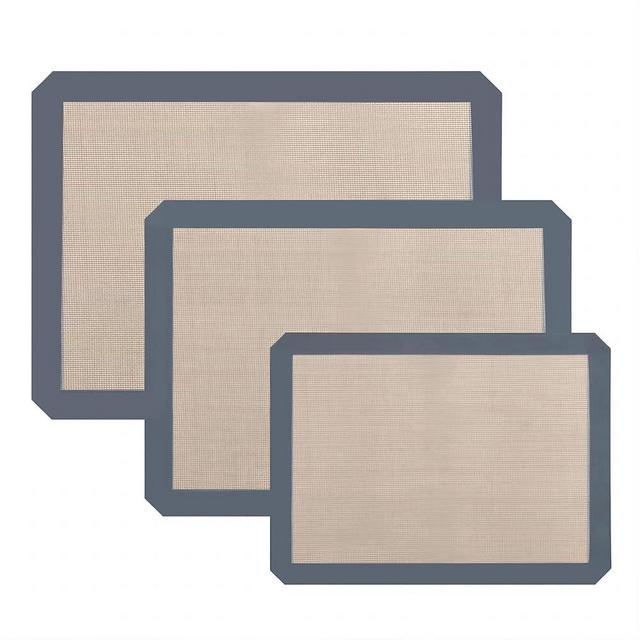 XSSDPDC 3-Pack Non-Stick Reusable Silicone Baking Mat - Perfect for Oven, Great for Baking Cookies, Macarons, Pizza - Food-Grade Kitchen Silicone Baking Sheet(Gray)