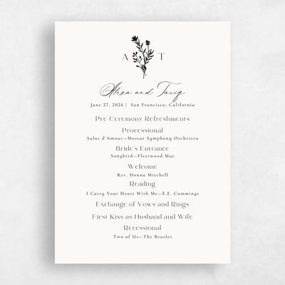 Beige Wedding Program - Hazel
