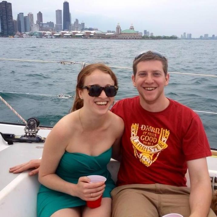 June 2014 - First time celebrating Dan's birthday together on a sail boat on Lake Michigan!
