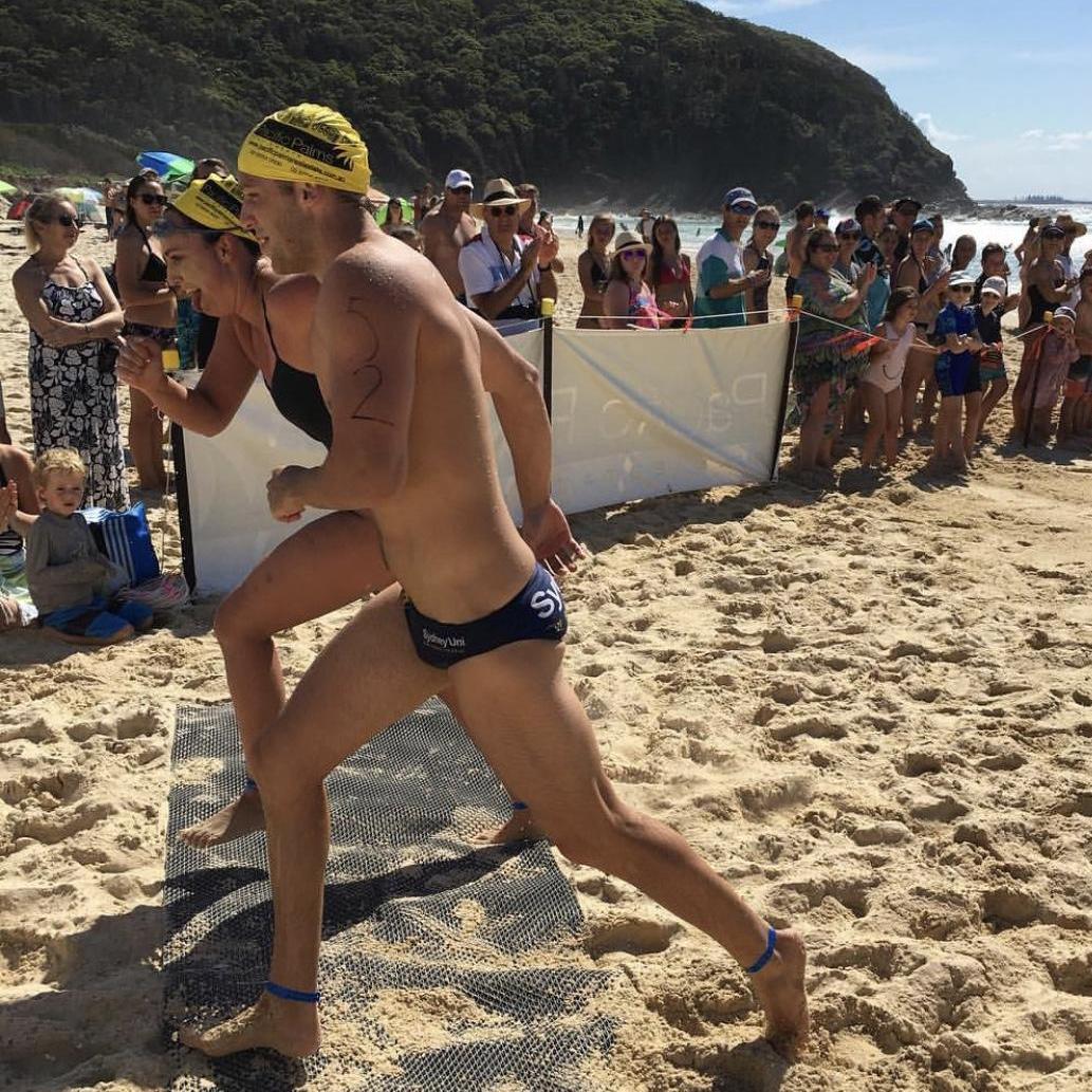 Racing to the finish at the Rock to Rock Elizabeth Beach Ocean Swim