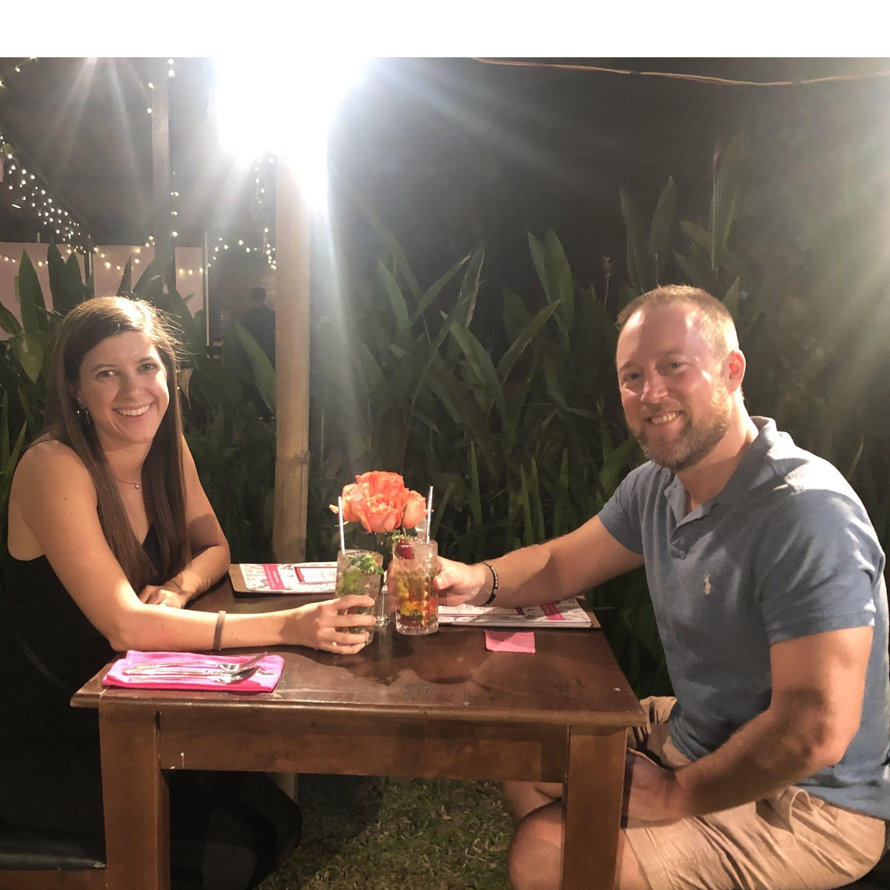 On their second Valentines together, Aaron took Kendall to a local, organic restaurant in Yangon, Myanmar.