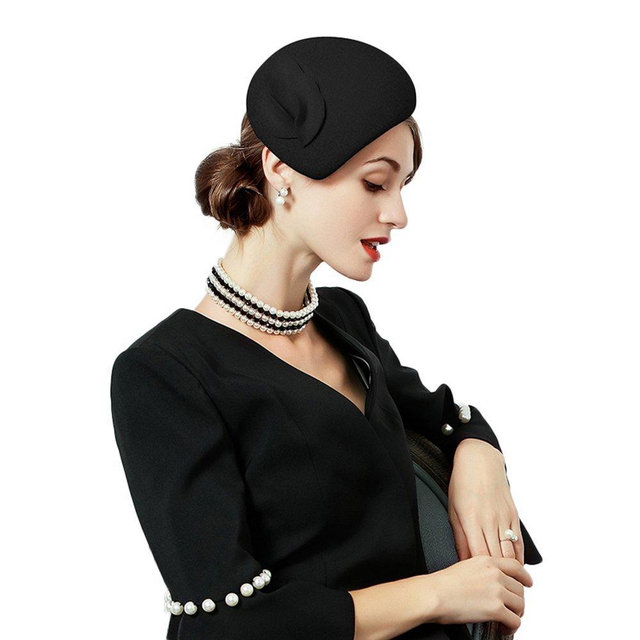 Vintage Women's Fascinators Wool Felt Pillbox Hat Ladies Hats for Church Derby Party Wedding Teardrop Hat Flower Fedoras
