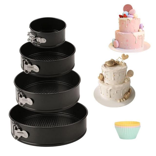 CGGYYZ Nonstick Springform Pan Set of 4, Cheesecake Pans Removable Bottom Set, Springform Cake Pans Sets for Baking (4 Inch /7 Inch/9 Inch/10 Inch) for Instant Pot