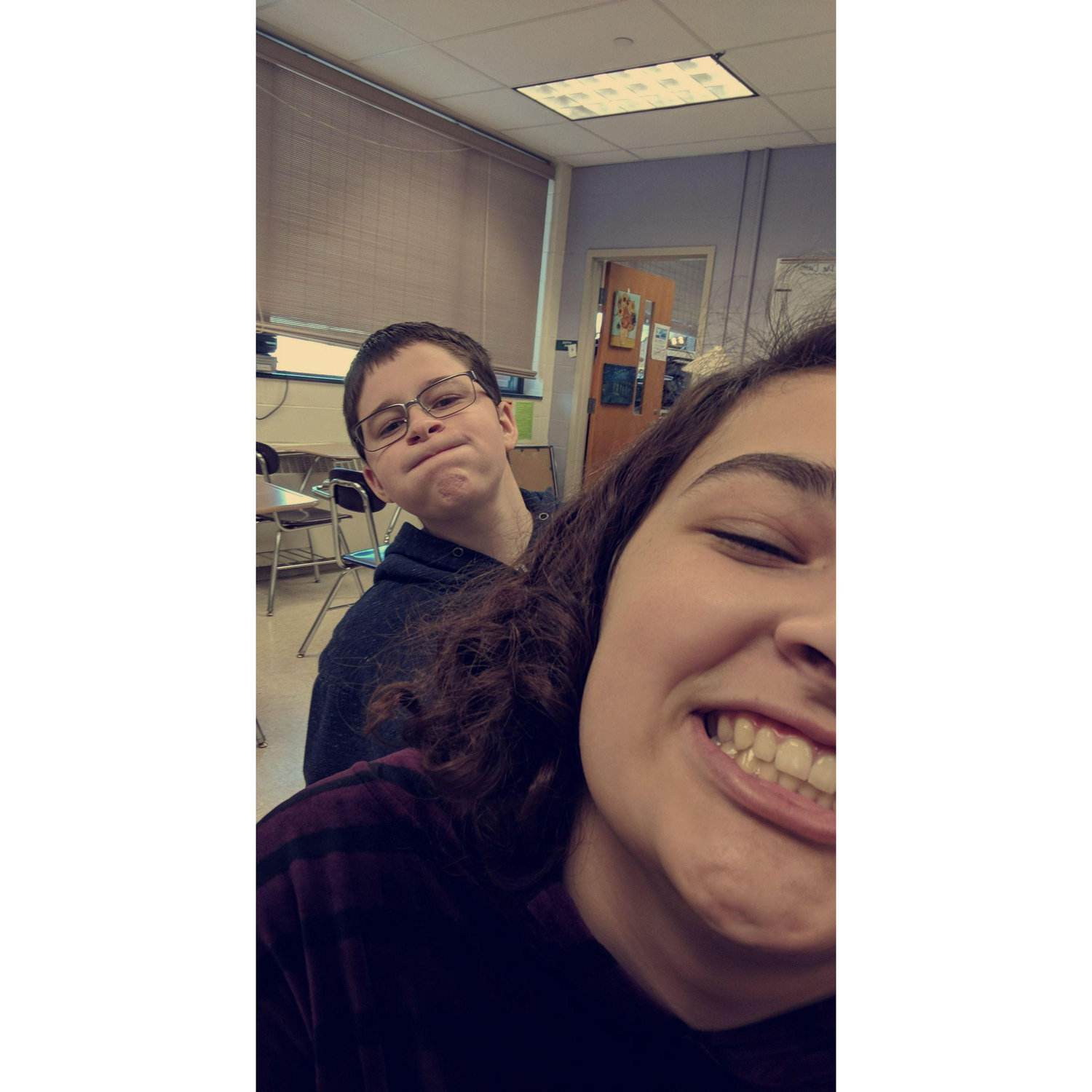 Goofing off in study hall in 2018!
