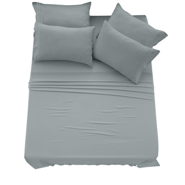 Lux Decor King Sheet Set 6 Piece Brushed Microfiber Bed Sheets Hotel Luxury Sheets - Gray